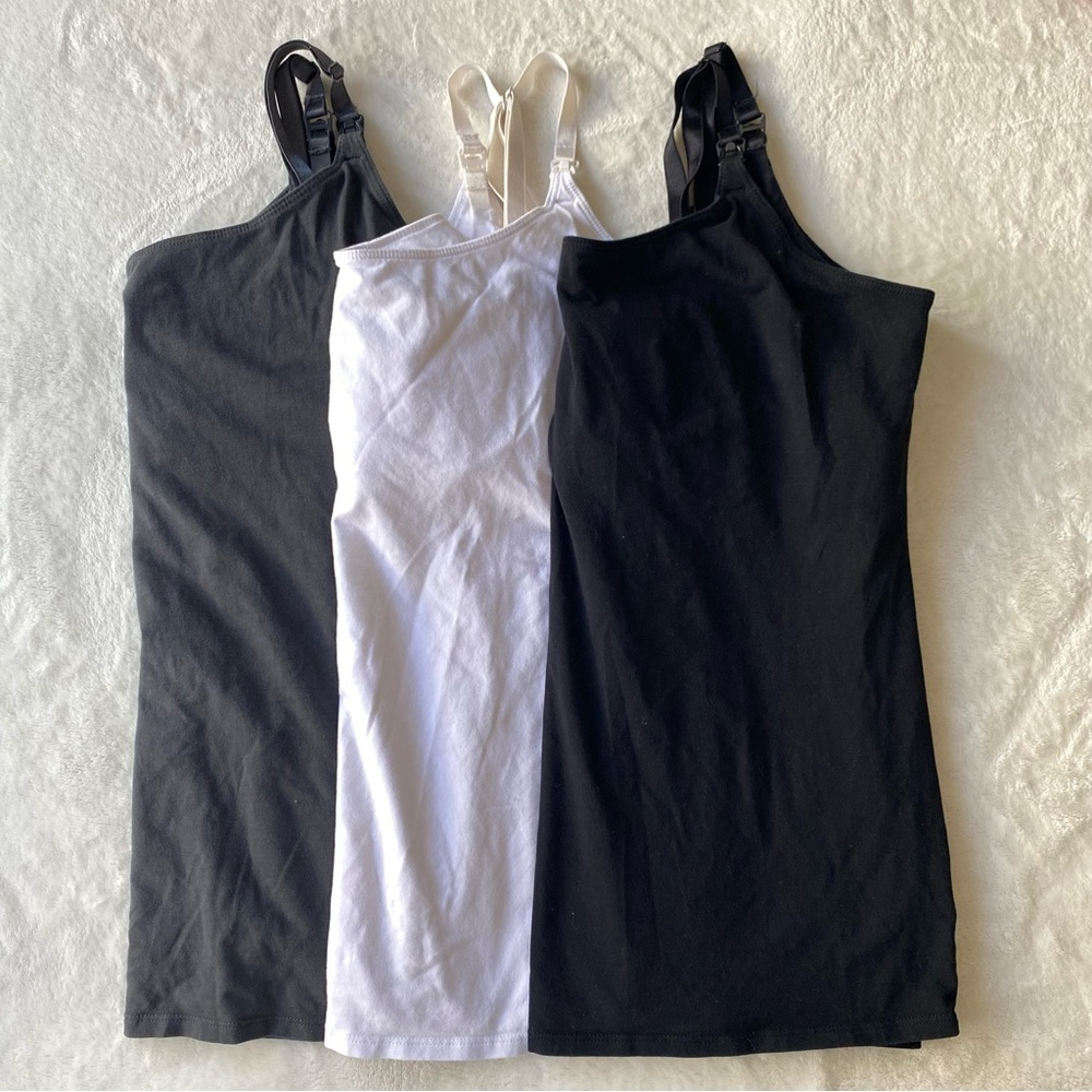 Old Navy 3-Pack Nursing Tank Tops Size XL Camisole Black, White, Charcoal